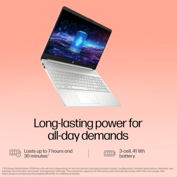 HP 15s, 12th Gen Intel Core i5-1235U, 8GB DDR4, 512GB SSD, (Win 11, Office 21, Silver, 1.69kg), FY5008TU Anti-Glare, 15.6-inch(39.6cm), FHD Laptop, Intel UHD Graphics, Backlit KB, HD Camera, fq5329tu - Image 9