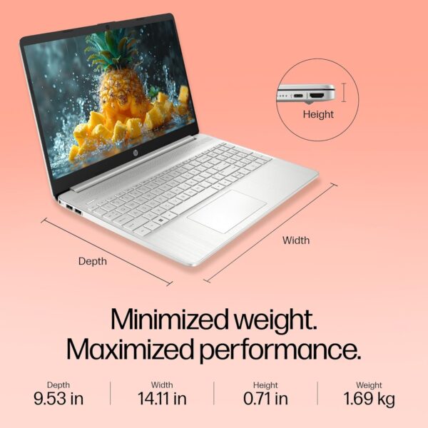 HP 15s, 12th Gen Intel Core i5-1235U, 8GB DDR4, 512GB SSD, (Win 11, Office 21, Silver, 1.69kg), FY5008TU Anti-Glare, 15.6-inch(39.6cm), FHD Laptop, Intel UHD Graphics, Backlit KB, HD Camera, fq5329tu - Image 10
