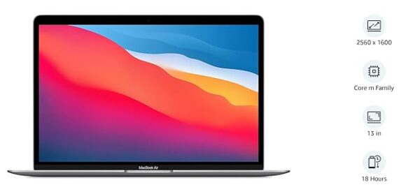 Apple MacBook Air Laptop: Apple M1 chip, 13.3-inch/33.74 cm Retina Display, 8GB RAM, 256GB SSD Storage, Backlit Keyboard, FaceTime HD Camera, Touch ID. Works with iPhone/iPad; Space Grey - Image 2